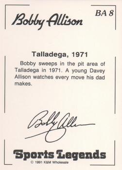 1991 K & M Sports Legends Bobby Allison #BA8 Bobby Allison / Davey Allison Back