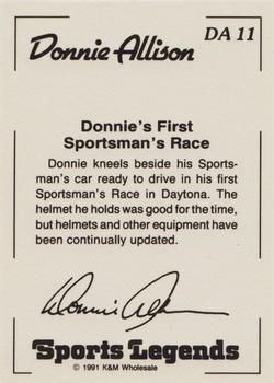 1991 K & M Sports Legends Donnie Allison #DA11 Donnie Allison Back
