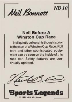 1991 K & M Sports Legends Neil Bonnett #NB10 Neil Bonnett Back