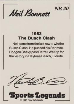 1991 K & M Sports Legends Neil Bonnett #NB20 Neil Bonnett Back