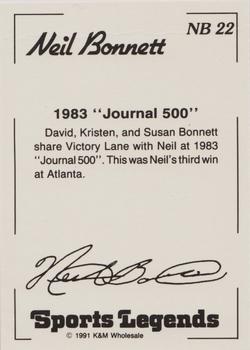1991 K & M Sports Legends Neil Bonnett #NB22 Neil Bonnett Back