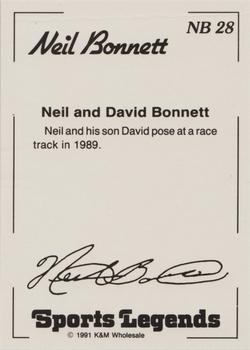 1991 K & M Sports Legends Neil Bonnett #NB28 Neil Bonnett / David Bonnett Back