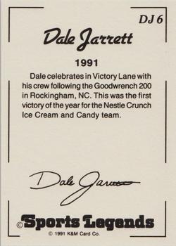 1991 K & M Sports Legends Dale Jarrett #DJ6 Dale Jarrett Back