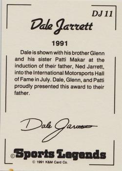 1991 K & M Sports Legends Dale Jarrett #DJ11 Dale Jarrett / Glenn Jarrett / Patti Makar Back
