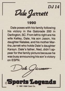 1991 K & M Sports Legends Dale Jarrett #DJ14 Dale Jarrett Back