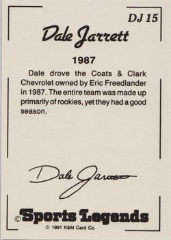 1991 K & M Sports Legends Dale Jarrett #DJ15 Dale Jarrett Back