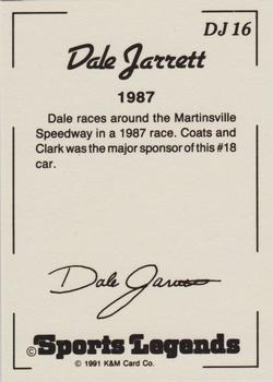 1991 K & M Sports Legends Dale Jarrett #DJ16 Dale Jarrett's car Back