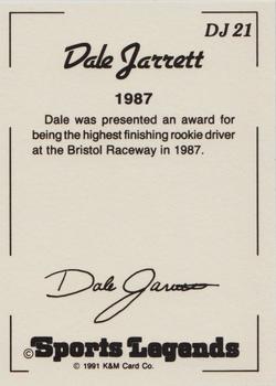 1991 K & M Sports Legends Dale Jarrett #DJ21 Dale Jarrett Back