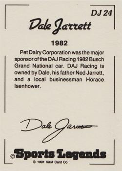 1991 K & M Sports Legends Dale Jarrett #DJ24 Dale Jarrett Back