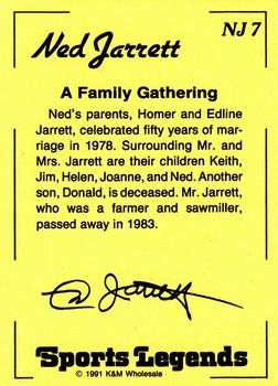 1991 K & M Sports Legends Ned Jarrett #NJ7 Ned Jarrett with family Back