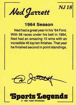 1991 K & M Sports Legends Ned Jarrett #NJ18 Ned Jarrett Back