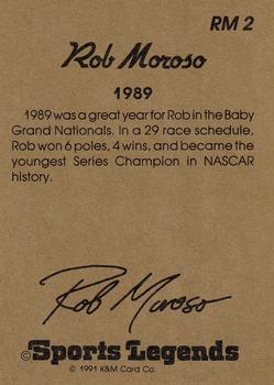 1991 K & M Sports Legends Rob Moroso #RM2 Rob Moroso Back