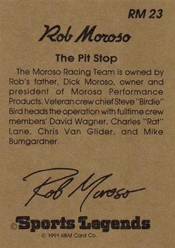 1991 K & M Sports Legends Rob Moroso #RM23 Rob Moroso's car Back