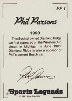 1991 K & M Sports Legends Phil Parsons #PP1 Phil Parsons Back
