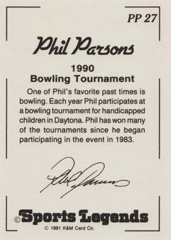 1991 K & M Sports Legends Phil Parsons #PP27 Phil Parsons Back