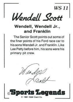 1991 K & M Sports Legends Wendell Scott #WS11 Wendell Scott / Wendell Scott Jr. / Franklin Scott Back