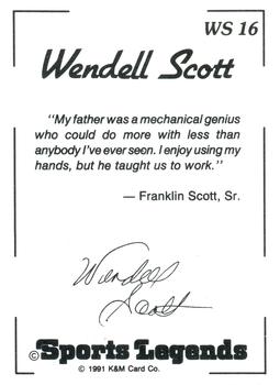 1991 K & M Sports Legends Wendell Scott #WS16 Wendell Scott Back