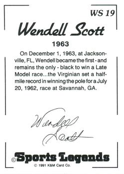 1991 K & M Sports Legends Wendell Scott #WS19 Wendell Scott Back