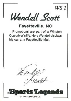 1991 K & M Sports Legends Wendell Scott #WS1 Wendell Scott Back