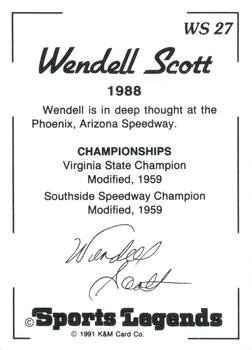 1991 K & M Sports Legends Wendell Scott #WS27 Wendell Scott Back