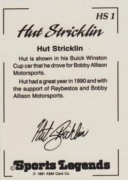 1991 K & M Sports Legends Hut Stricklin #HS1 Hut Stricklin Back
