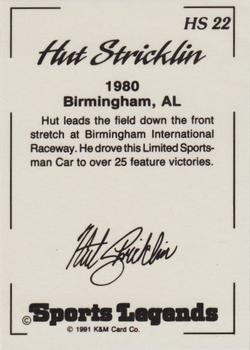1991 K & M Sports Legends Hut Stricklin #HS22 Hut Stricklin's Car Back