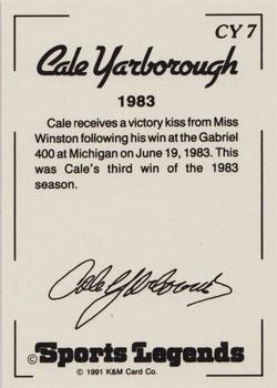 1991 K & M Sports Legends Cale Yarborough #CY7 Cale Yarborough Back