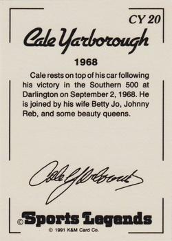 1991 K & M Sports Legends Cale Yarborough #CY20 Cale Yarborough Back