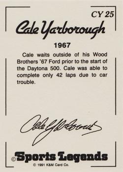 1991 K & M Sports Legends Cale Yarborough #CY25 Cale Yarborough Back