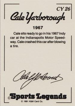 1991 K & M Sports Legends Cale Yarborough #CY26 Cale Yarborough Back