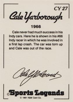 1991 K & M Sports Legends Cale Yarborough #CY27 Cale Yarborough Back