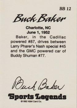 1992 K & M Sports Legends Buck Baker #BB 12 Buck Baker / Larry Pharer / Buddy Shuman Back