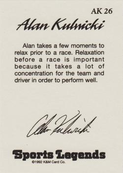 1992 K & M Sports Legends Alan Kulwicki #AK26 Alan Kulwicki Back