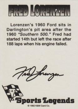 1992 K & M Sports Legends Fred Lorenzen #4 Fred Lorenzen's Car Back