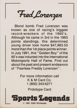 1992 K & M Sports Legends Fred Lorenzen #NNO Fred Lorenzen Back
