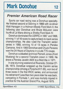 1992 SportStars Racing Collectibles #12 Mark Donohue Back