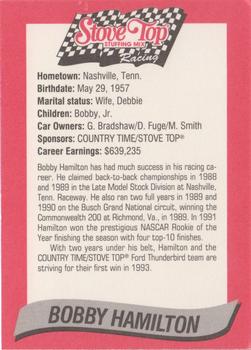 1993 Stove Top Stuffing #NNO Bobby Hamilton Back