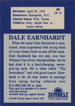 1991 Sunbelt Racing Legends #3 Dale Earnhardt Back