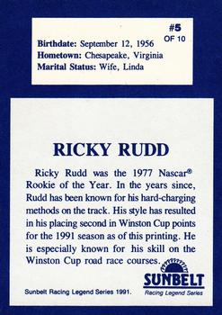 1991 Sunbelt Racing Legends #5 Ricky Rudd Back
