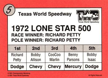 1991 Texas World Speedway #5 Richard Petty Back