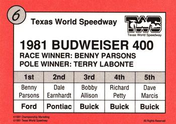 1991 Texas World Speedway #6 Tim Richmond Back