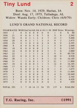 1991 TG Racing Tiny Lund #2 Tiny Lund Back
