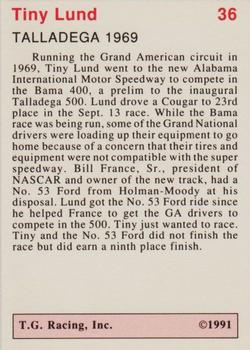 1991 TG Racing Tiny Lund #36 Talledega 1969 Back