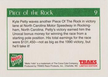 1991 Traks Mello Yello Kyle Petty #9 Piece of the Rock Back