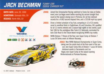 2007 Valvoline Racing #NNO Jack Beckman Back