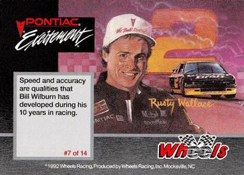 1992 Wheels Pontiac Excitement #7 Bill Wilburn Back