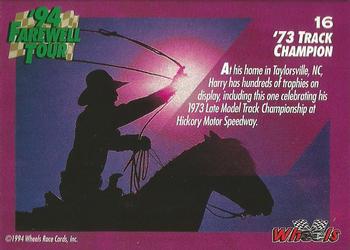 1994 Wheels Harry Gant #16 '73 Track Champion Back