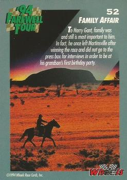 1994 Wheels Harry Gant #52 Family Affair Back
