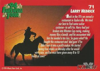 1994 Wheels Harry Gant #71 Larry Hedrick Back