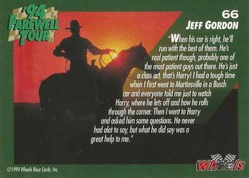 1994 Wheels Harry Gant #66 Jeff Gordon Back
